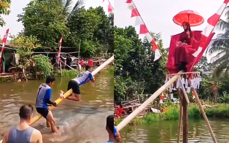 Panjat Pinang Berhadiah Janda Muda