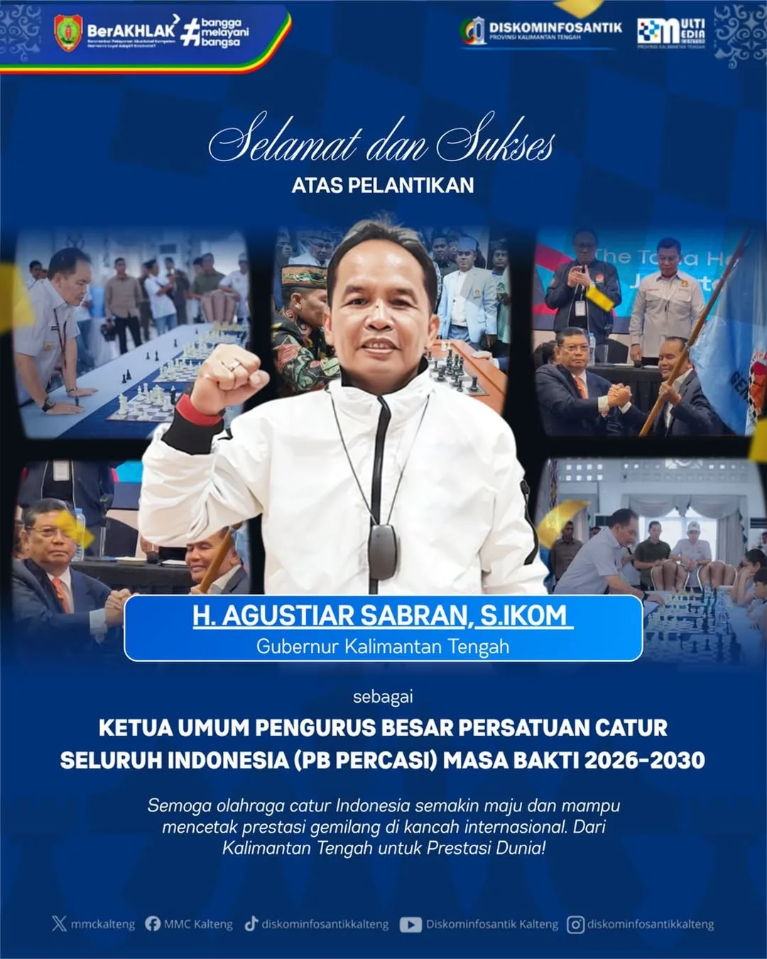 H. Agustiar Sabran, S.ikom Sebagai Ketua Umum Pengurus Besar Persatuan Catur Seluruh Indonesia (pb Percasi)