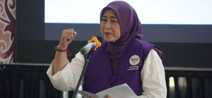 Ketua Tp Posyandu Kabupaten Barito Utara Maya Savitri Shalahuddin Membuka Kegiatan Sosialisasi Posyandu Integrasi Layanan Primer (ilp) 6 Standar Pelayanan Minimal (spm)